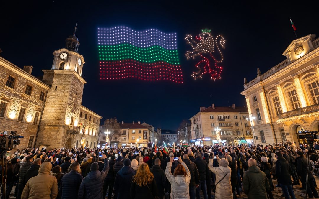 дрон шоу за община българско знаме от дронове